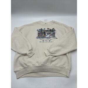 VINTAGE Fall Garden Sweatshirt 90s Women’s Size 2X CREAM JEREES MADE IN USA